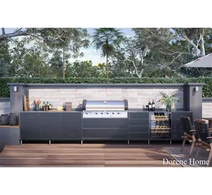 2023 Dorene Customized Color Stainless-Steel Outdoor Kitchen Cabinet Free Cad Stainless Steel Kitchen Cabinet Furniture Outdoor