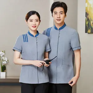 Custom Logo Summer Hotel Clothes Cleaning Shirt Housekeeping Staff Uniform
