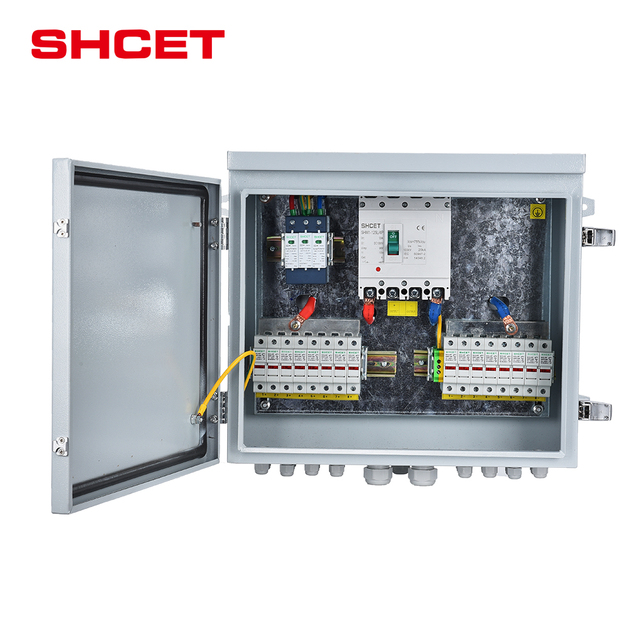Manufacturers Outdoor Application Waterproof IP65 Metal Distribution DC PV Solar Combiner Box 6 in 1 Out DC1000V From SHCET