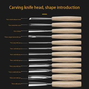 Juego de 12 Cinceles de Madera Peaktop con Mango Acanalado de Acabado Brillante, Kit de Tallado DIY con Punta de Material SK para Principiantes y Profesionales - Product Image 5