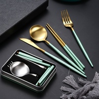 GuoLi SFK-0033 Ensemble de couverts portables minimalistes en acier inoxydable 304 amovibles pour l'extérieur, couteau et fourchette pliants