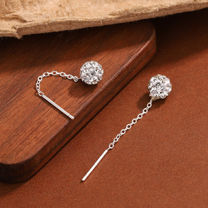Anneaux pour femmes en argent pur s999, perles rondes complètes, fil d'<span class=keywords><strong>oreille</strong></span>, luxe léger, haut de gamme, simples et originaux, <span class=keywords><strong>piercing</strong></span> court - Product Image 3