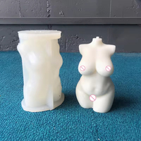 Molde de Silicona 3D J13 NUEVO para Torso de Hombre Gordo Desnudo, Molde para Velas con Figura Femenina Curvilínea Desnuda con Lazo Rosa