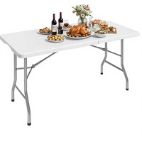 Banc de patio pliable en plastique de 6 pieds, aucun assemblage requis, résistant à l'eau, avec poignée de transport, verrou de sécurité, portable