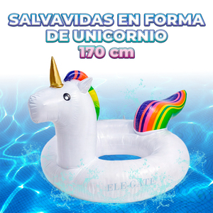 Flotador inflable de unicornio ELE-GATE con diseño de arcoíris para niños y adultos - Product Image 4
