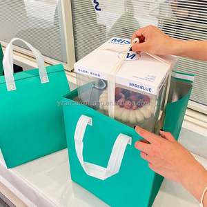 Bolsa de Entrega Aislada Personalizada Rosa de Tela No Tejida con Patrón Antigrasa para Té, Pasteles, Pizza y Comida Caliente para Restaurantes y Comida para Llevar - Product Image 2