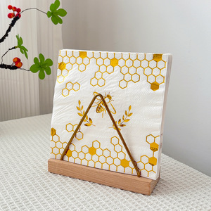 Gold Honeycomb Printed Paper Napkins 330mm Disposable For Themed Party 20 Sheets Per Pack - Product Image 1