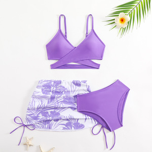 100-150cm Girls' Three-Pieces Swimsuit Tie Dye Children's <strong>Swimming</strong> <strong>Costume</strong> Separate Top and Bottom and <strong>Skirt</strong> Swimwear - Product Image 4