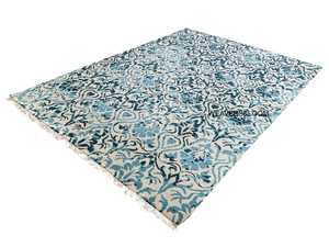 Alfombra Oushak Azul Turquesa Anudada a Mano, Alfombra Oriental de Lana, Alfombra Vintage, Alfombra Turca Boho para Sala de Estar - Product Image 2