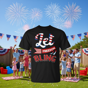 T-shirt Let Freedom Bling con bandiera americana, 4 luglio - Product Image 3