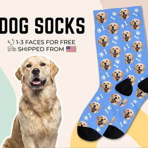 Chaussettes imprimées <span class=keywords><strong>photo</strong></span> visage de <span class=keywords><strong>chien</strong></span> personnalisé en polyester blanc vierge bon marché en gros - Product Image 3