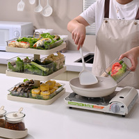Nouveau support de rangement de cuisine rotatif multi-niveaux en aluminium écologique pour casseroles et vaisselle, avec compartiments en plastique pour le nettoyage de la vaisselle