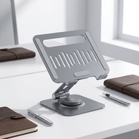 Support pour ordinateur portable et tablette en aluminium à rotation 360 degrés, réglable, pliable, avec refroidissement, support de bureau pour ordinateur portable