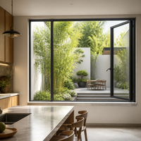 Fenêtre à battant ultra-mince WL95H pour villa de luxe moderne, cadre en alliage d'aluminium dissimulé, triple vitrage isolant