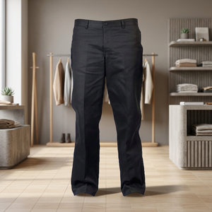 High Quality Lightweight Pirate Pants for Men Cosplay Workwear Style <b>Linen</b> Cotton Button Closure <b>Yarn</b> Dyed Pleated Front Trouser - Product Image 3