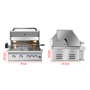 304 Stainless Steel Built-in Premium Luxurious Modern <strong>BBQ</strong> Grill <strong>Dual</strong> <strong>Fuel</strong> 4 Burners Electronic Ignition Flame Safety Device - Product Image 3