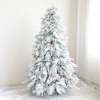 LONGSTAR Arbre de Noël artificiel floqué avec branches enneigées réalistes Boule de Noël rose pour décoration de vacances 5-10ft vente en gros
