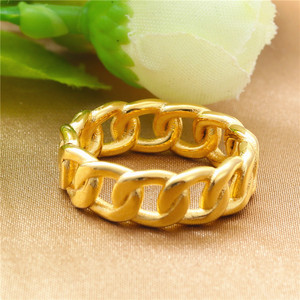 <b>Chain</b> Ring Men's Stainless Steel Hollow Retro Punk Style Gold Color Jewelry Gift - Product Image 3