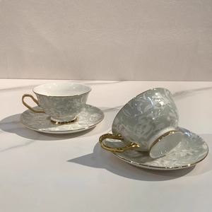 Juego de Tazas de Café de Porcelana Fina Elian Ya, Diseño Vintage de Lujo, Caja de Regalo para Cumpleaños y Bodas - Product Image 4