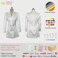 Robe Blazer Élégante ZYHT 5406 Blanche Croisée Col V Coupe Slim Évasée pour Femme – Idéale Bureau et Tenues Décontractées