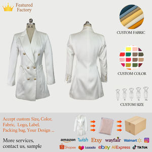 ZYHT 5406 bianco doppiopetto elegante ufficio da donna abito Casual scollo a V sottile abiti da giacca carriera da donna - Product Image 6