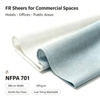 Tissu transparent aspect lin ignifuge par nature OEM/ODM |   Conforme à la norme NFPA 701 |   280 cm de large pour les projets commerciaux