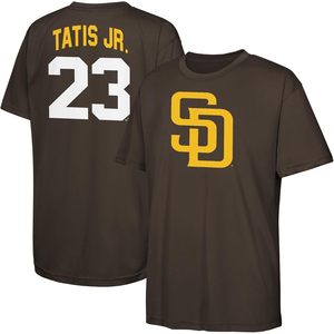 San Diego Padres T-shirt en jersey marron pour enfants et jeunes Tatis Jr 23, vêtements de baseball à col rond anti-humidité - Product Image 1