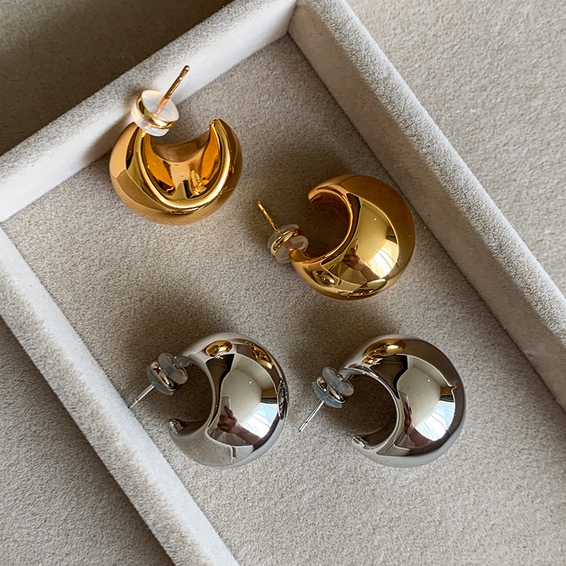 Custom crescent moon gold plated earrings