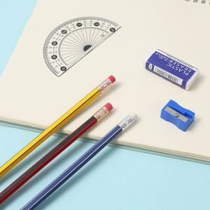 Ensemble de 12 crayons hexagonaux rayés HB de 7 pouces personnalisés pour étudiants avec gomme dans une boîte colorée, mine noire - Product Image 5