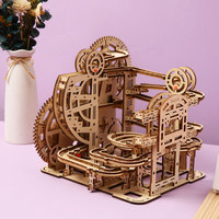 Kit de construction mécanique en bois à assembler soi-même, circuit de billes à engrenages, puzzle 3D, pour approvisionnement en gros