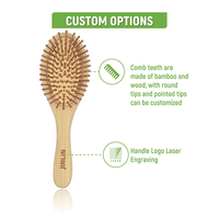 Ensemble de brosses et peignes démêlants en bambou pour cheveux bouclés, avec brosse ronde en bois et masseur de cuir chevelu – Vente en gros