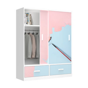 Armario de Acero con Cerradura, Ecológico, Contemporáneo, Duradero y Seguro, con 2 Puertas Corredizas, para Dormitorio de Adolescentes, Fácil de Montar - Product Image 2