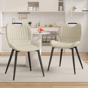 Chaise de salle à manger moderne ergonomique en cuir PU, design ventilé, cadre en fer durable - pour hôtel, parc, école, restaurant - Product Image 1