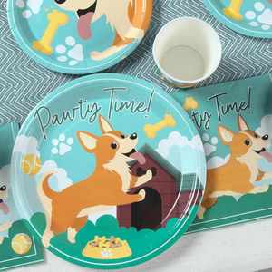 Assiettes en carton jetables, pack de 9, décorations de fête sur le thème CMYK, pour bébés et fêtes - Product Image 1