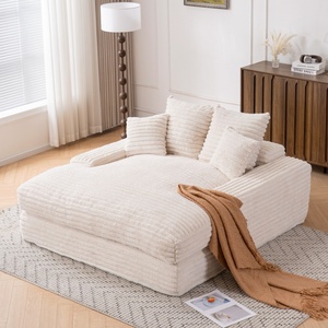 Chaise longue surdimensionnée rembourrée, convertible <span class=keywords><strong>en</strong></span> canapé-<span class=keywords><strong>lit</strong></span>, avec coussins décoratifs et accoudoirs, <span class=keywords><strong>en</strong></span> tissu velours côtelé pour salon - Product Image 1