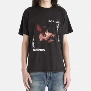 ERD Melancholy Camiseta de Manga Corta Unisex de Algodón Puro, Estilo <span class=keywords><strong>Retro</strong></span> Americano de Segunda Generación, Holgada, con Letras, para Parejas - Product Image 3