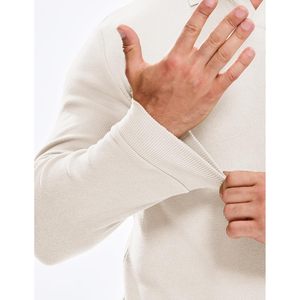 FOXA Men's Polo Shirt Long Sleeve V Neck Knitted Cotton Breathable Casual Dress Golf Shirt - Product Image 5