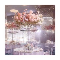 Support de fleurs en métal rond lisse or haut socle piédestal pièce maîtresse de mariage décoration de Table support de fleurs à vendre