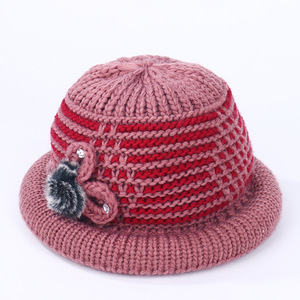 Winter Knitted <b>Hat</b> For Women <b>Warm</b> Fleece Lined Wool Blend <b>Hat</b> With Pom Pom Decor 56-58cm Head Circumference - Product Image 2