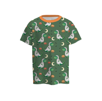 T-shirt en tricot à manches courtes col rond respirant et écologique pour l'été, imprimé fantôme et citrouille d'Halloween