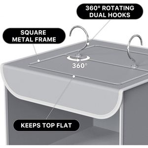 3 Tier Hanging Wardrobe Storage Organizer with 2 <b>Hooks</b> Multifunctional Clothes <b>Shelf</b> for Sweater Coat Shoes in Bedroom Dorm - Product Image 3