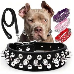 Arnés para Perro Estilo Punk con Remaches de Bala y Collar con Correa, Diseño Sólido, Novedad en Artículos para Mascotas - Product Image 1