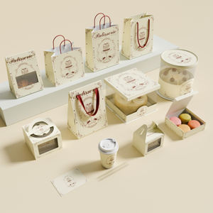 Customize Disposable Kraft Paper Packaging <b>Bags</b> with logo Printing for Baking Cream <b>Cakes</b> in Restaurants and Cafes - Product Image 1