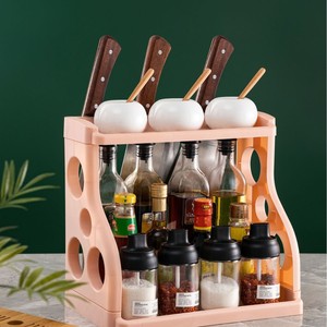Household Foldable Double-Tier Plastic Kitchen Spice Rack Floor-Standing Multi-Purpose Organizer - Product Image 4