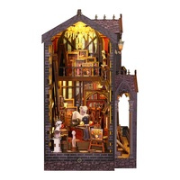 Kit de maison miniature gothique en gros pour coin lecture, maison miniature DIY, maison de poupée, puzzle 3D pour adultes avec lumière LED