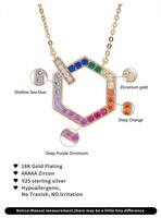 Collier personnalisé Kirin en argent 925 avec cristal hexagonal arc-en-ciel en zircon, plaqué or, pendentif minimaliste, OEM ODM