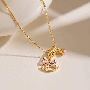 <span class=keywords><strong>Collana</strong></span> con <span class=keywords><strong>ciondolo</strong></span> in zircone fai-da-te Jeutelis in rame da donna, personalizzabile con pendenti a forma di <span class=keywords><strong>cavallo</strong></span>, cuore, smalto floreale e croce, regalo per lei - Product Image 3
