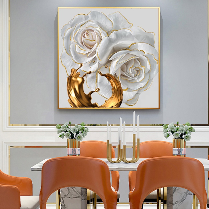 White rose diamond crystal porcelain decorative painting wall art home decor