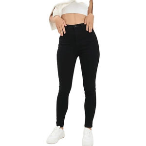 Jeans ajustados de cintura alta para mujer, con tejido de mezclilla denso para una retención de forma duradera. - Product Image 1