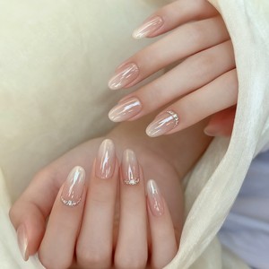TSZS Vente en gros 10 pièces Faux ongles à presser faits main, courts carrés et ronds en acrylique, style coréen japonais, motifs pois et étoiles mignons - Product Image 2